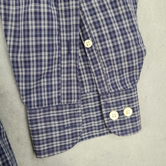 Brooks Sport Shirt Men's‎ Large Blue White Plaid Button Down 100% Cotton - Picture 6 of 12